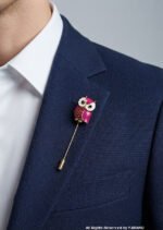 Y.BRAND-Night Owl LAPEL PIN WITH CRYSTAL WORK for men-LP-046