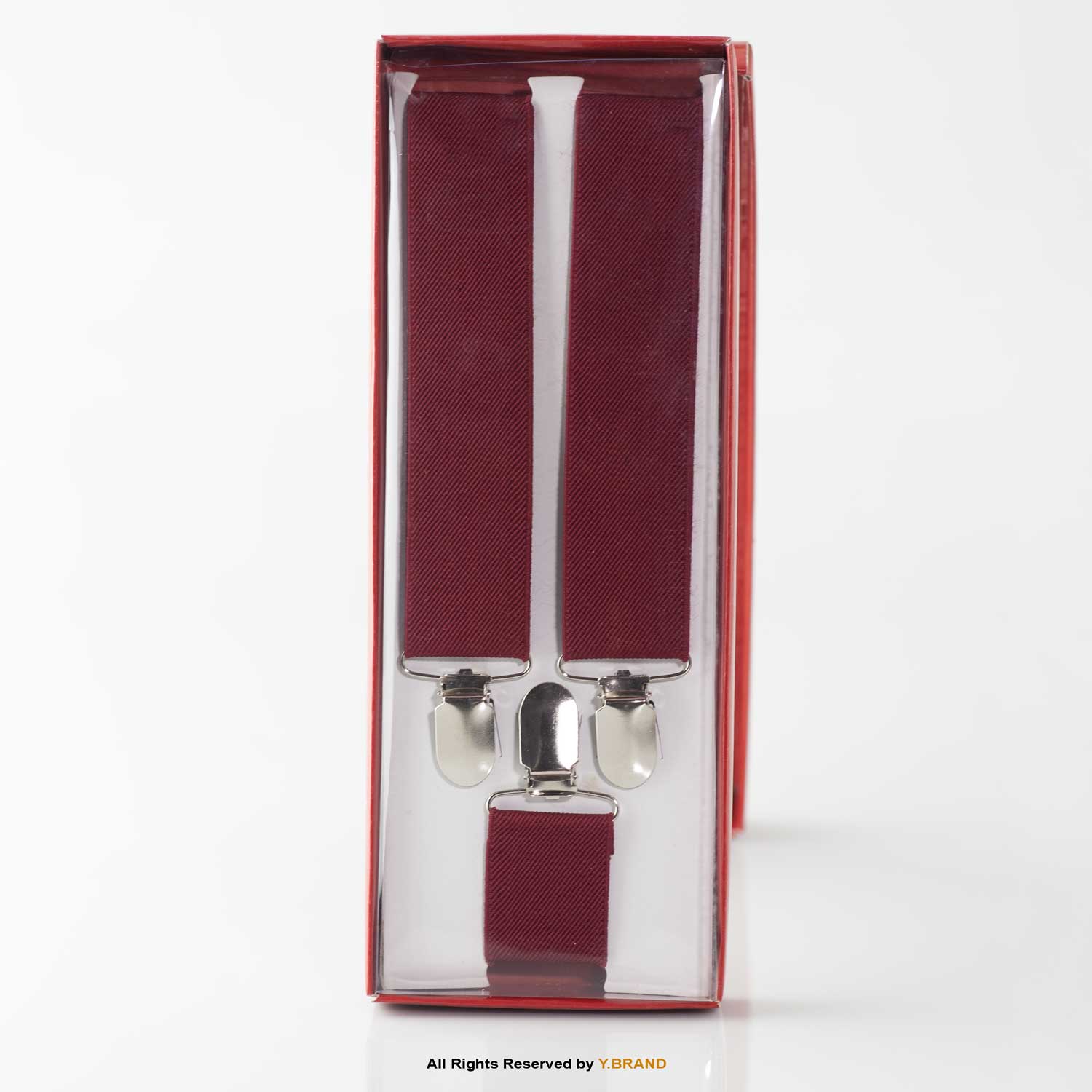 SB-1045 Maroon Three clips Elastic Suspender-SB-1045 - Image 1