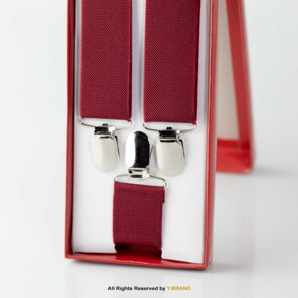 Maroon Three clips Elastic Suspender-SB-1045 2 Maroon Three clips Elastic Suspender-SB-1045