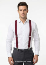 Maroon Three clips Elastic Suspender-SB-1045