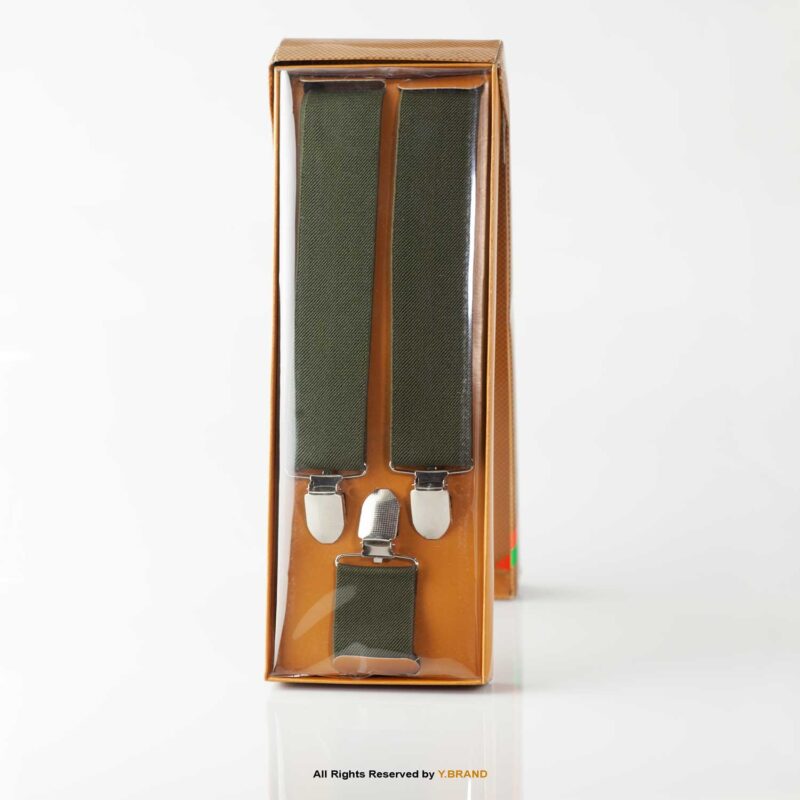 Olive Green Three clips Elastic Suspender