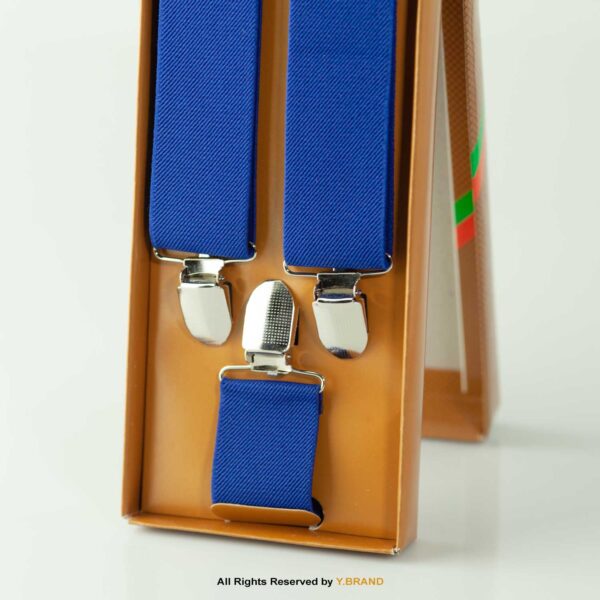 Classic Blue Three clips Elastic Suspender-SB-1047