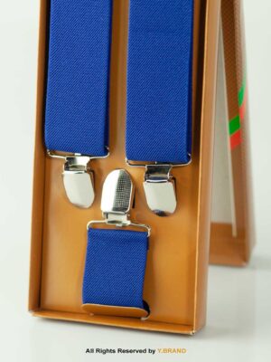 Classic Blue Three clips Elastic Suspender