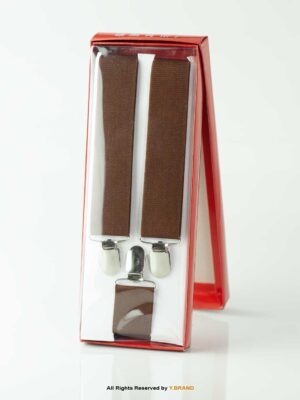 Brown Three clips Elastic Suspender-SB-1048