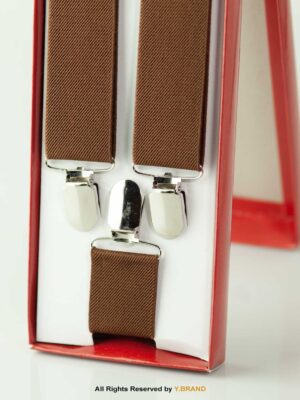 Brown Three clips Elastic Suspender