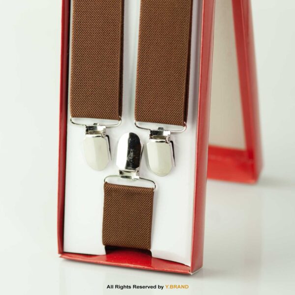 Brown Three clips Elastic Suspender-SB-1048 2 Brown Three clips Elastic Suspender-SB-1048