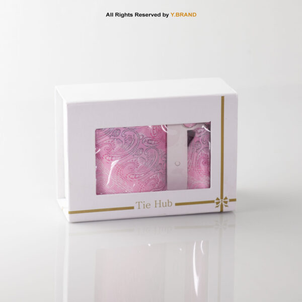 YBRAND-Light Pink Jamawar Tie and Cufflink Gift Set-TS-1059 3 YBRAND-Light Pink Jamawar Tie and Cufflink Gift Set-TS-1059