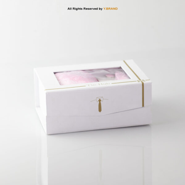 YBRAND-Light Pink Jamawar Tie and Cufflink Gift Set-TS-1059 4 YBRAND-Light Pink Jamawar Tie and Cufflink Gift Set-TS-1059