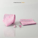 YBRAND-Light Pink Jamawar Tie and Cufflink Gift Set