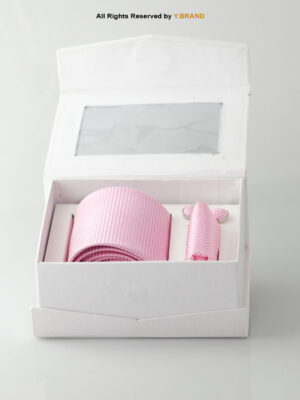 YBRAND-Pink self-Micro Pattern Tie and Cufflink Gift Set