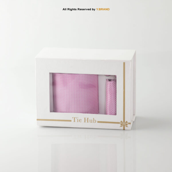 YBRAND-Pink self-Micro Pattern Tie and Cufflink Gift Set-TS-1062 3 YBRAND-Pink self-Micro Pattern Tie and Cufflink Gift Set-TS-1062