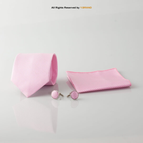 YBRAND-Pink self-Micro Pattern Tie and Cufflink Gift Set-TS-1062 1 YBRAND-Pink self-Micro Pattern Tie and Cufflink Gift Set-TS-1062