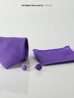 YBRAND-Purple self-Micro Pattern Tie and Cufflink Gift Set-TS-1063