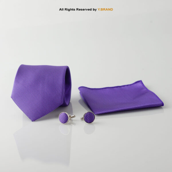 YBRAND-Purple self-Micro Pattern Tie and Cufflink Gift Set-TS-1063 1 YBRAND-Purple self-Micro Pattern Tie and Cufflink Gift Set-TS-1063