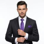 YBRAND-Purple self-Micro Pattern Tie and Cufflink Gift Set-TS-1063