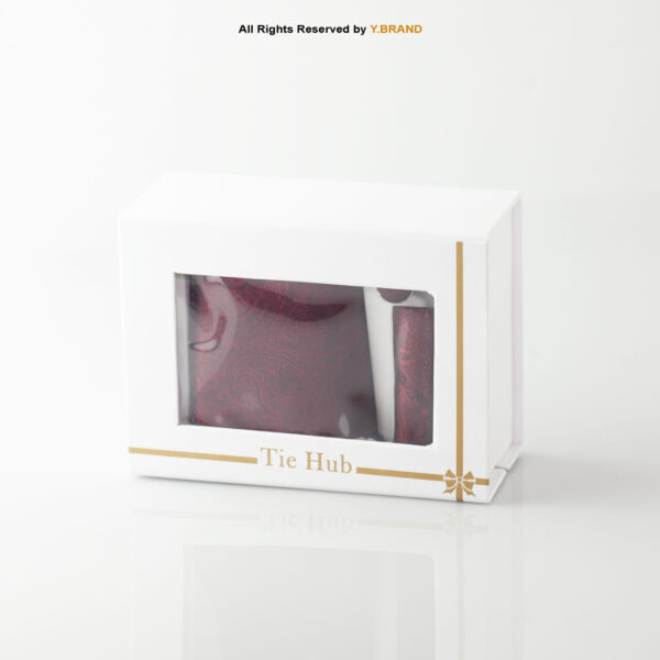 YBRAND-Maroon Jamawar Tie and Cufflink Gift Set-TS-1064 3 YBRAND-Maroon Jamawar Tie and Cufflink Gift Set-TS-1064