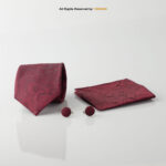 YBRAND-Maroon Jamawar Tie and Cufflink Gift Set