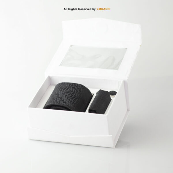 YBRAND-Black Micro Pattern Tie and Cufflink Gift Set-TS-1065 2 YBRAND-Black Micro Pattern Tie and Cufflink Gift Set-TS-1065