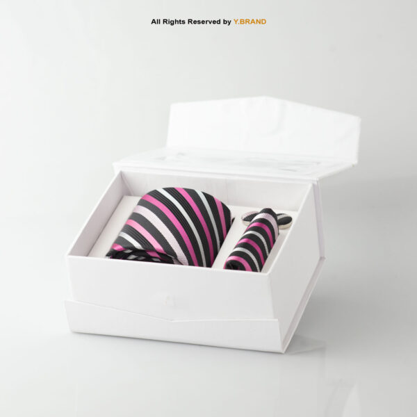YBRAND-Classic Purple Strips Tie and Cufflink Gift Set-TS-1066 2 YBRAND-Classic Purple Strips Tie and Cufflink Gift Set-TS-1066