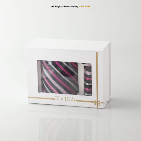 YBRAND-Classic Purple Strips Tie and Cufflink Gift Set-TS-1066 3 YBRAND-Classic Purple Strips Tie and Cufflink Gift Set-TS-1066