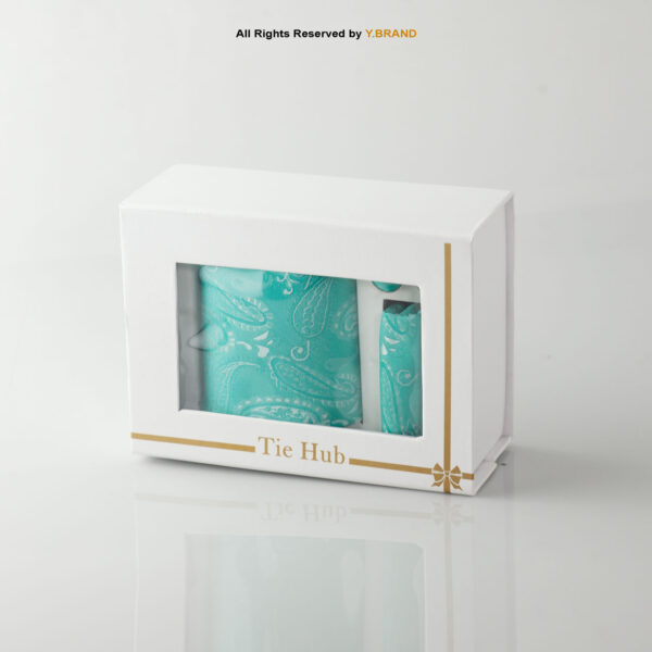YBRAND-TURQUOISE Jamawar Tie and Cufflink Gift Set-TS-1067 3 YBRAND-TURQUOISE Jamawar Tie and Cufflink Gift Set-TS-1067