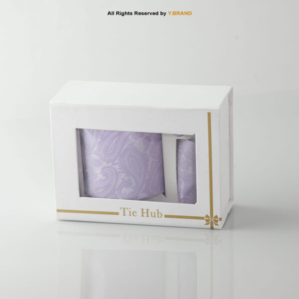 YBRAND-Light Purple Jamawar Tie and Cufflink Gift Set-TS-1068 3 YBRAND-Light Purple Jamawar Tie and Cufflink Gift Set-TS-1068