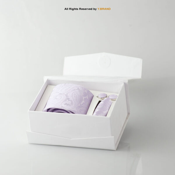 YBRAND-Light Purple Jamawar Tie and Cufflink Gift Set-TS-1068 2 YBRAND-Light Purple Jamawar Tie and Cufflink Gift Set-TS-1068
