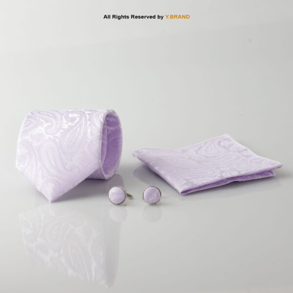 YBRAND-Light Purple Jamawar Tie and Cufflink Gift Set-TS-1068 1 YBRAND-Light Purple Jamawar Tie and Cufflink Gift Set-TS-1068