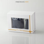 YBRAND-Navy White Micro check Tie and Cufflink Gift Set