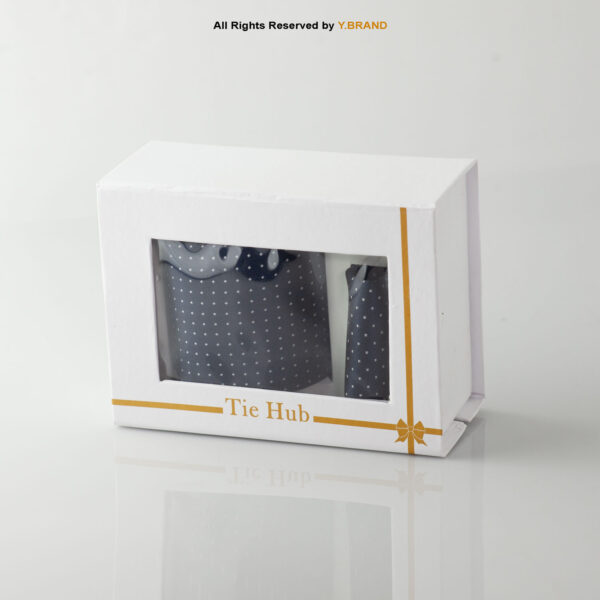YBRAND-Navy White Micro check Tie and Cufflink Gift Set-TS-1069 3 YBRAND-Navy White Micro check Tie and Cufflink Gift Set-TS-1069