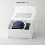 YBRAND-Navy White Micro check Tie and Cufflink Gift Set-TS-1069 - Image 2