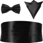 Tuxedo Suit Black Cummerbund With Bow Tie & Pocket Square For Men