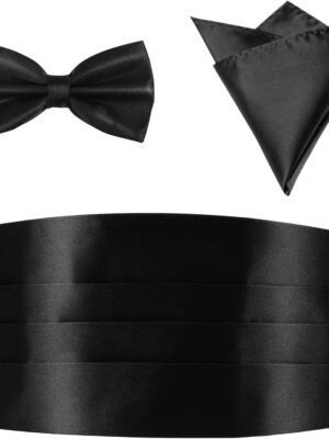 Tuxedo Suit Black Cummerbund With Bow Tie & Pocket Square For Men BTS-025