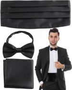 Tuxedo Suit Black Cummerbund With Bow Tie & Pocket Square For Men BTS-025 - Image 2