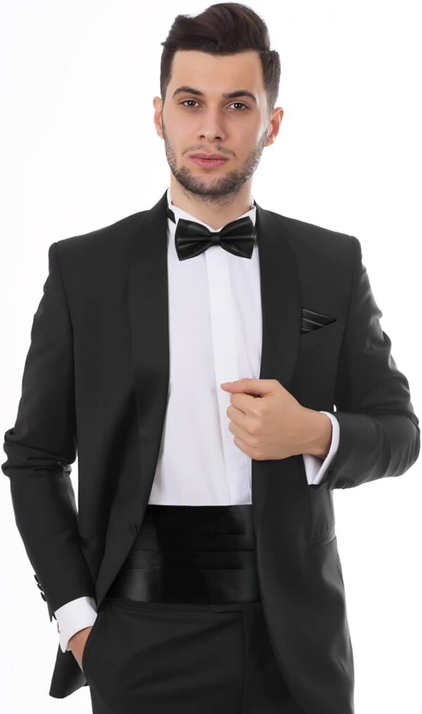 Tuxedo Suit Black Cummerbund With Bow Tie & Pocket Square For Men BTS-025