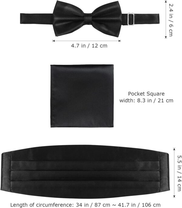 Tuxedo Suit Black Cummerbund With Bow Tie & Pocket Square For Men BTS-025