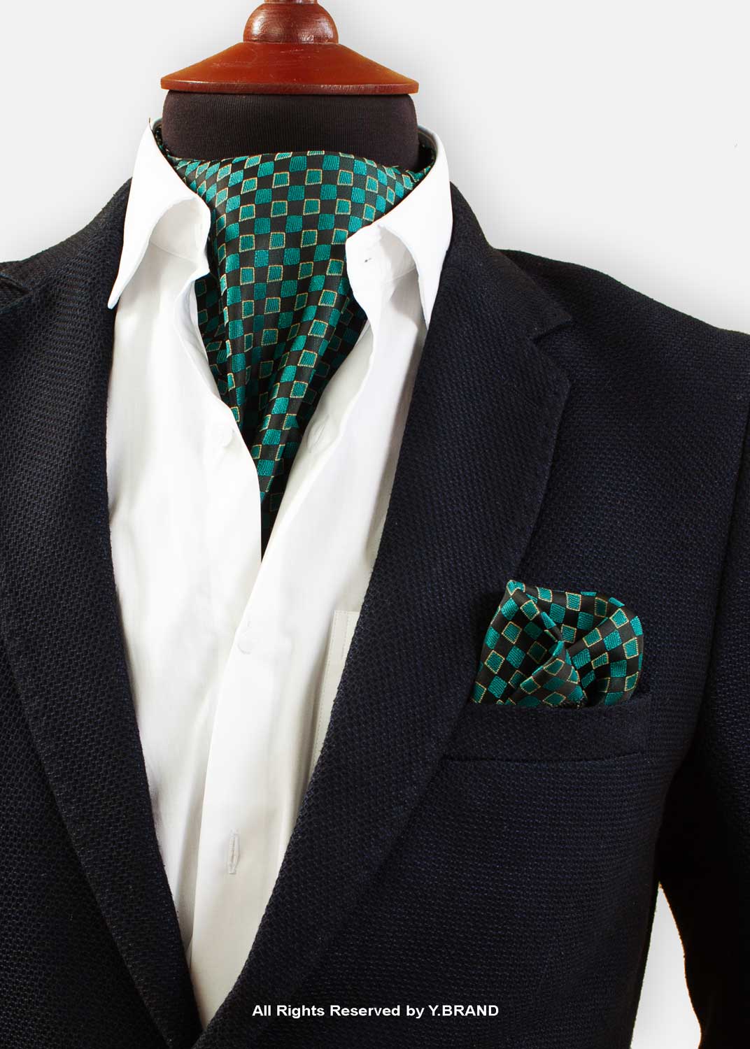 Green Micro Check Pattern Cravat Neck Scarf – PREFOLD-NS-1011