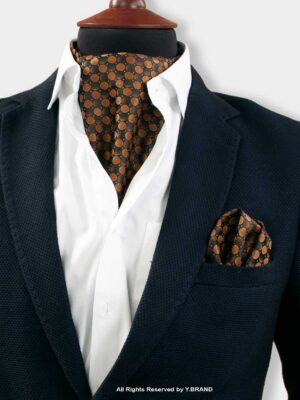 Brown Circle Pattern Cravat Neck Scarf - PREFOLD-NS-1012