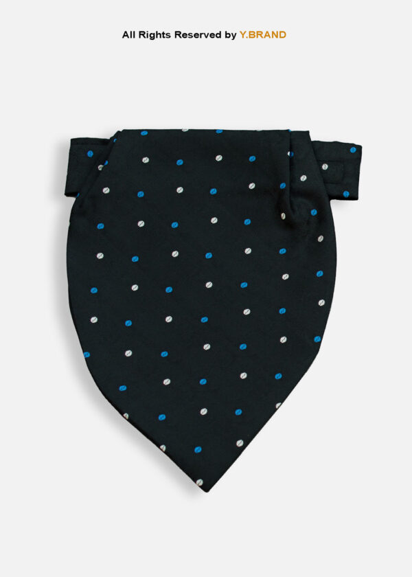 Blue White Polka Dots Cravat Neck Scarf - PREFOLD-NS-1013