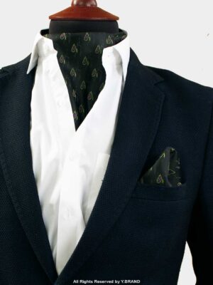 Light Lime & Purple Paisley Print Cravat Neck Scarf - PREFOLD-NS-1015