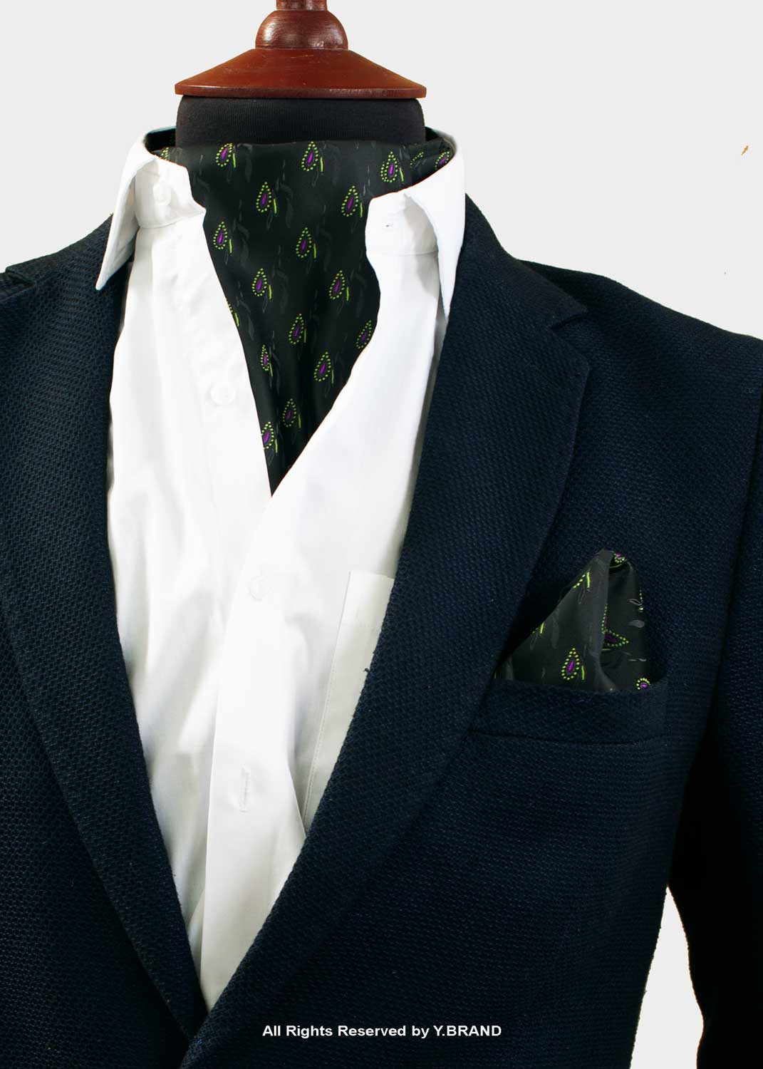 Light Lime & Purple Paisley Print Cravat Neck Scarf – PREFOLD-NS-1015