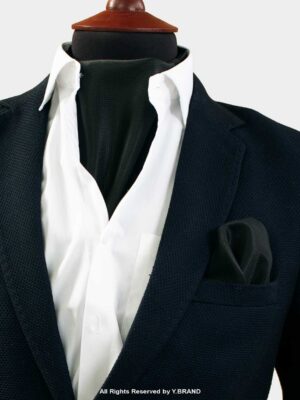 Black Self-Micro Pattern Cravat Neck Scarf - PREFOLD-NS-1016
