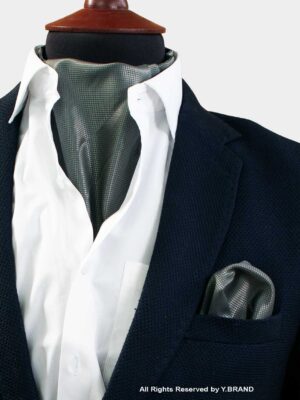 Dark Grey Self-Micro Pattern Cravat Neck Scarf - PREFOLD-NS-1018