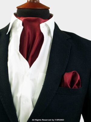 Maroon Self-Micro Pattern Cravat Neck Scarf - PREFOLD-NS-1020