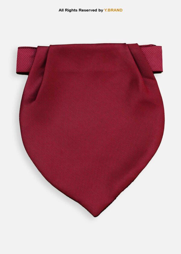 Red Self-Micro Pattern Cravat Neck Scarf - PREFOLD-NS-1022