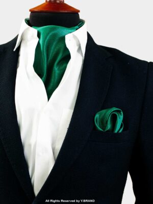 Classic Green Self-Micro Pattern Cravat Neck Scarf - PREFOLD-NS-1023