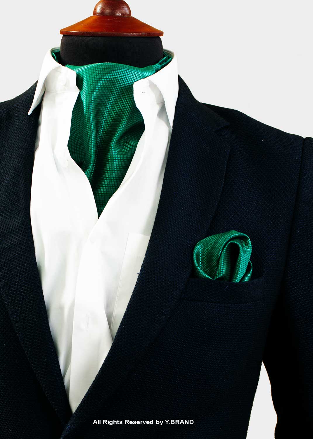 Classic Green Self-Micro Pattern Cravat Neck Scarf – PREFOLD-NS-1023