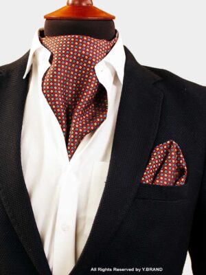 Red Diamond Pattern Cravat Neck Scarf - PREFOLD-NS-1025