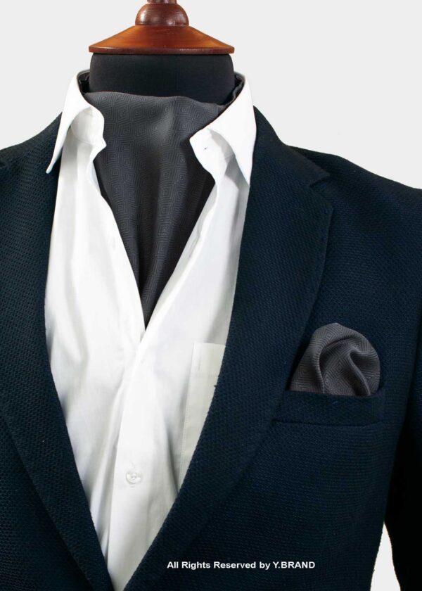 Grey Burberry Check Cravat Neck Scarf - PREFOLD-NS-1028 1 Grey Burberry Check Cravat Neck Scarf - PREFOLD-NS-1028