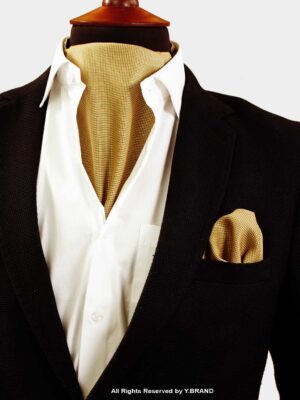 Metallic Gold Self-Micro Pattern Cravat Neck Scarf - PREFOLD-NS-1029